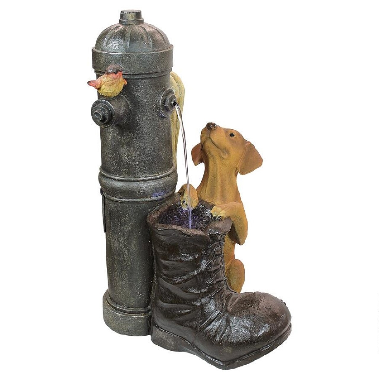 Outdoor Living and Style Puppy Standing on Fire Hydrant Garden Fountain - 24.5"